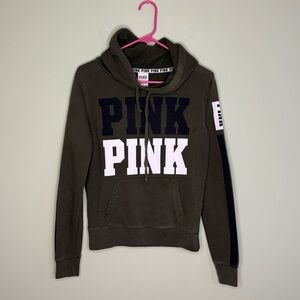 PINK Victoria's Secret pullover Olive‎ Hoodie sweatshirt PINK Logo woman size S